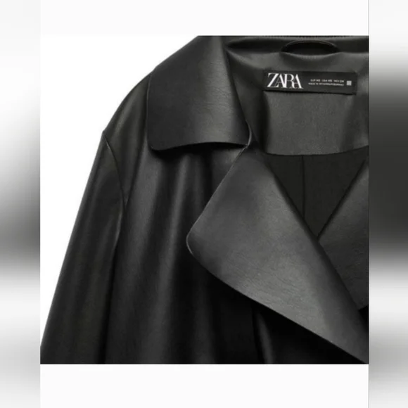ZARA Double Breasted Faux Leather Trench Coat